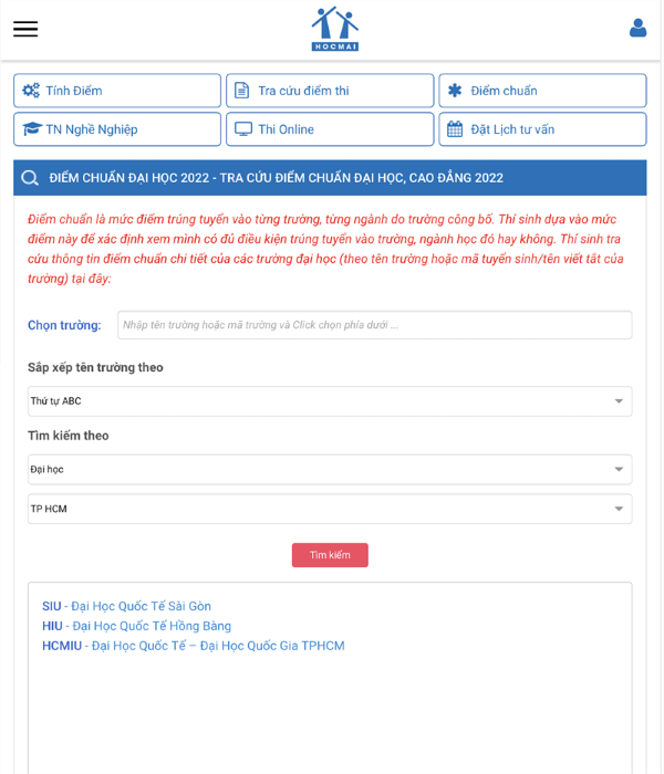 tra cứu điểm chuẩn đại học