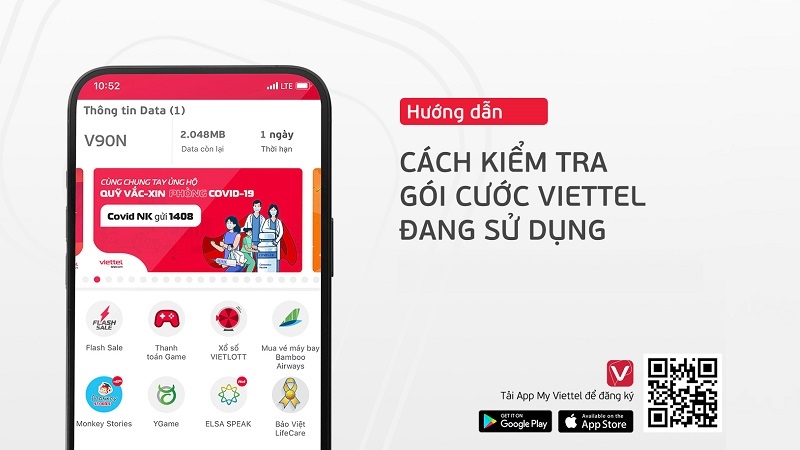 kiểm tra các dịch vụ đang sử dụng viettel
