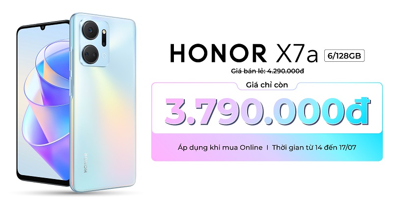 Cuối tuần săn điện thoại Honor X7a giá cực rẻ, chỉ còn 3.790.000 đồng