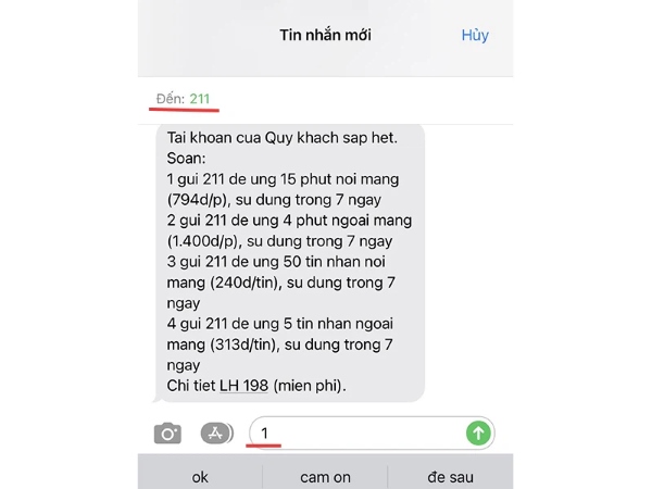 ứng phút gọi viettel