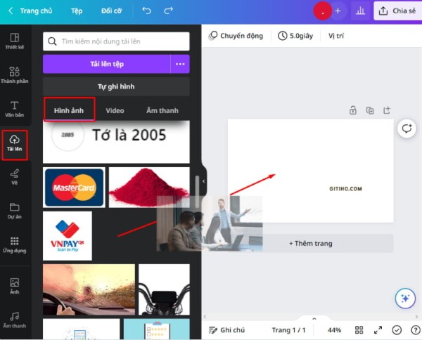 cách chèn ảnh vào Canva