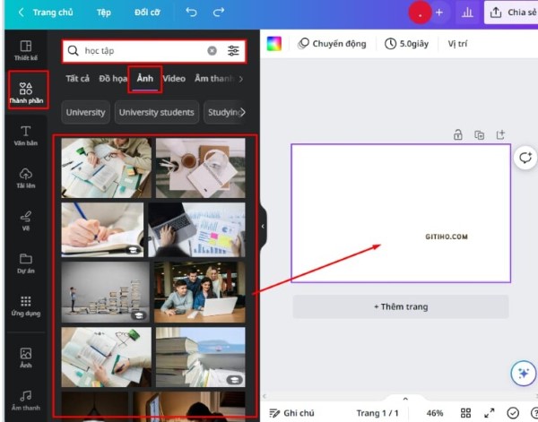 cách chèn ảnh vào Canva