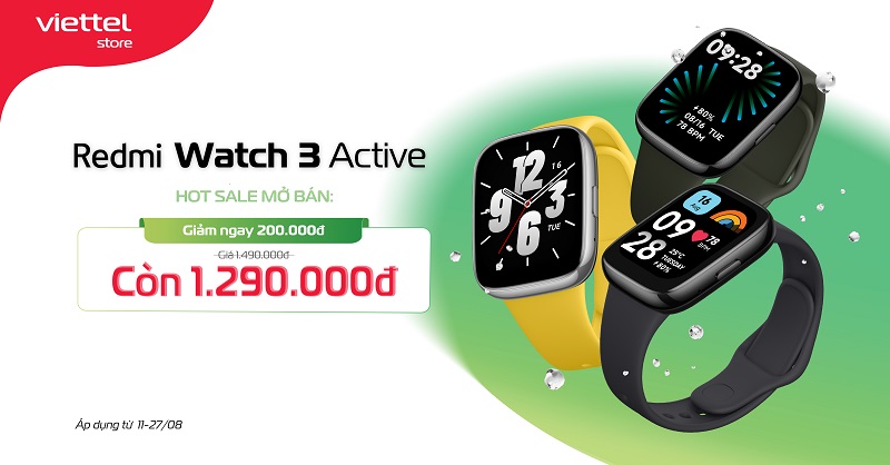 Hot sale mở bán – Redmi Watch 3 Active giá giảm chỉ còn 1.290.000đ