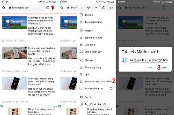 Tạo shortcut trên Android