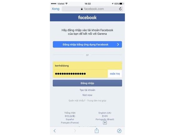 cách chuyển tài khoản liên quân từ facebook sang garena