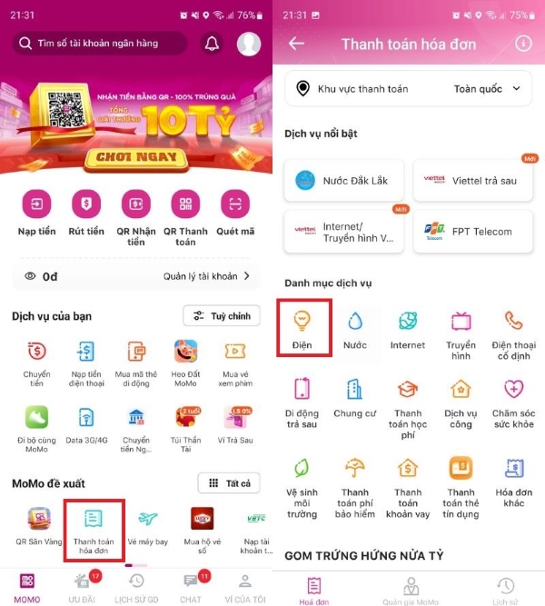 cách đóng tiền điện online