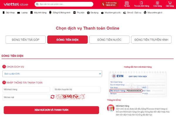 cách đóng tiền điện online