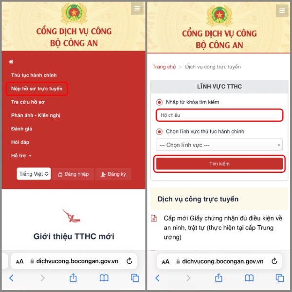 ứng dụng làm hộ chiếu online