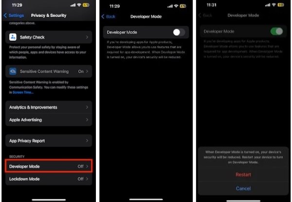 Bật chế độ nhà phát triển iPhone