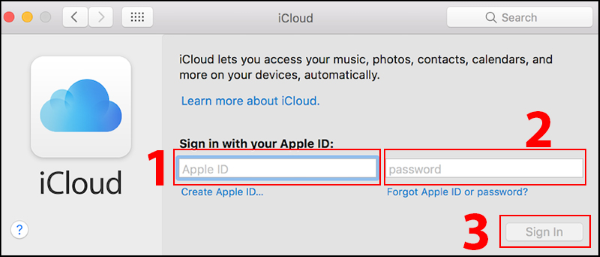 Không đăng nhập được icloud