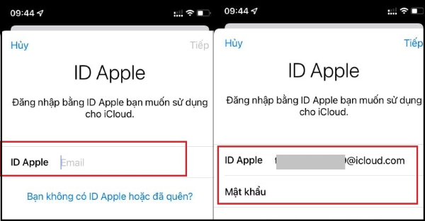 Không đăng nhập được icloud