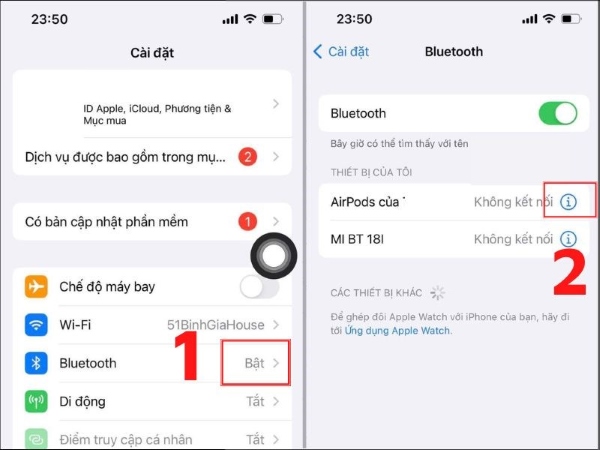 Reset tai nghe Airpods