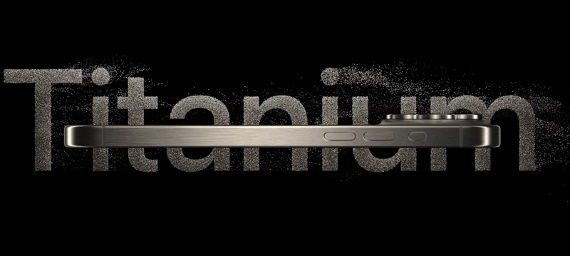 chất liệu titanium trên iPhone 15 pro max