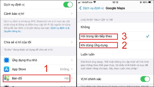 Tắt vị trí trên iPhone