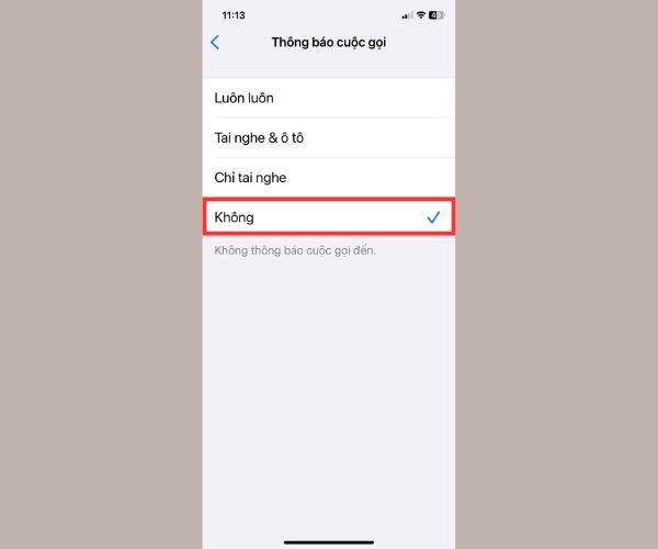Chọn tùy chỉnh không để tắt tính năng giọng nói