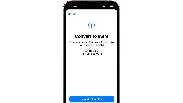 Chọn "Chuyển đổi sang eSIM" và thực hiện theo hướng dẫn