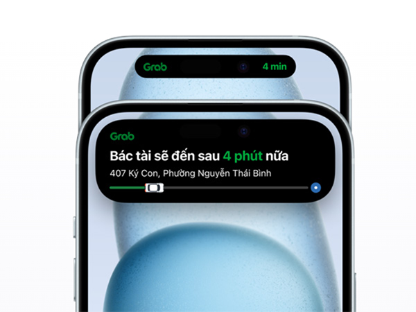 Ví dụ cho một thông báo xuất hiện trên Dynamic Island của iPhone 15 Series