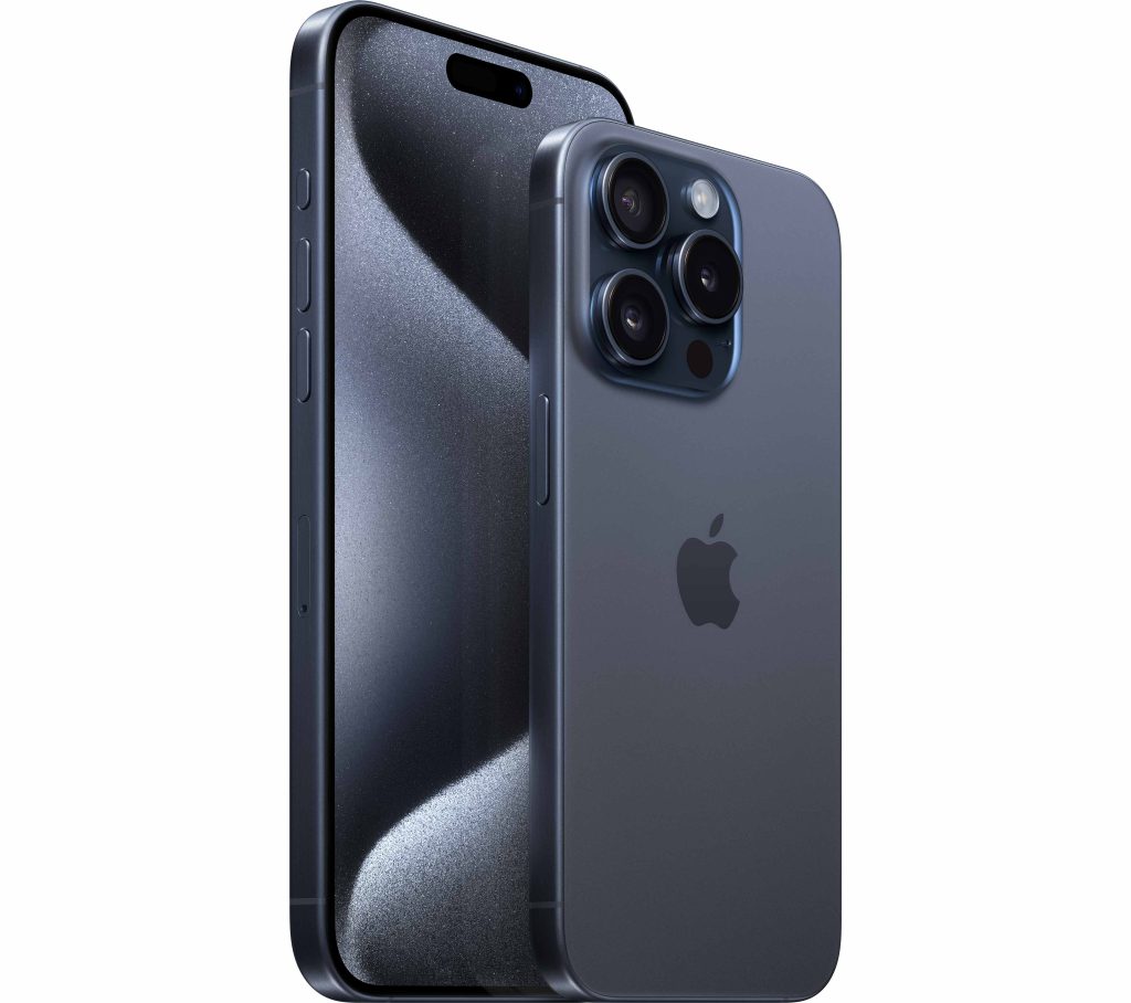 iPhone 15 Pro màu Titanium Blue (Titanium Xanh) nhìn từ hướng nghiêng