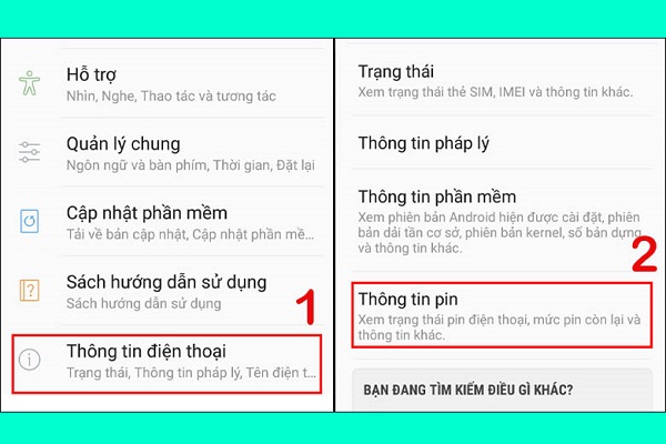 kiểm tra pin samsung