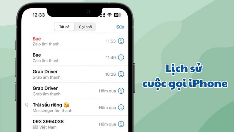 Lịch sử cuộc gọi iPhone