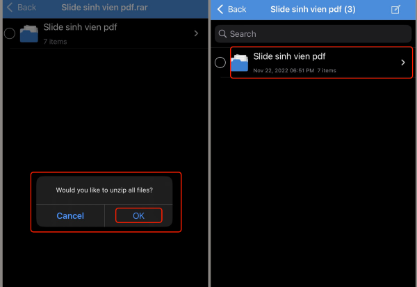 mở file zip trên iphone