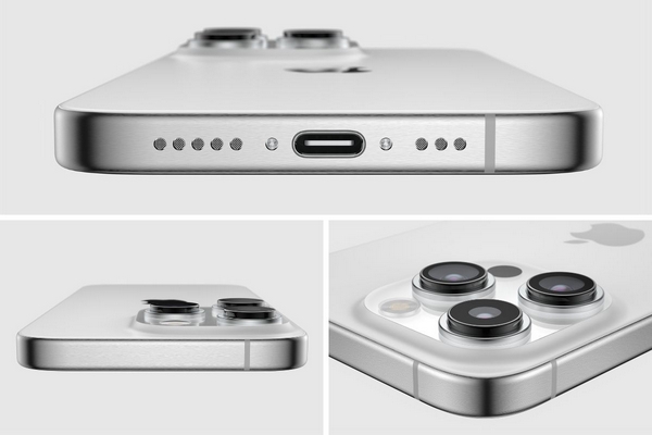 4 góc cạnh được bo tròn trên iPhone 15 Pro Max màu Titan Trắng mang lại vẻ đẹp thẩm mỹ cao