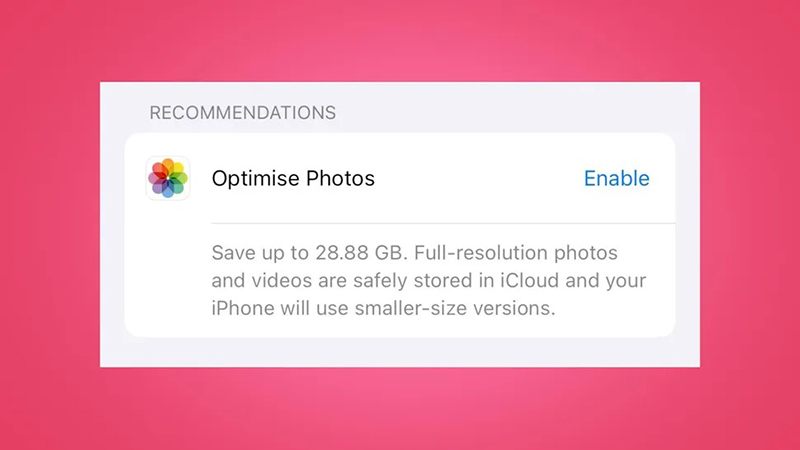 Tính năng Tối ưu hoá ảnh (Optimize Photos)