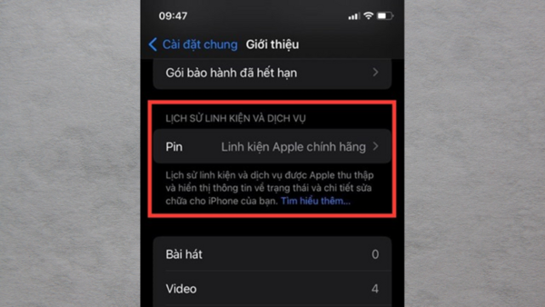 cách kiểm tra pin iphone đã bị thay chưa