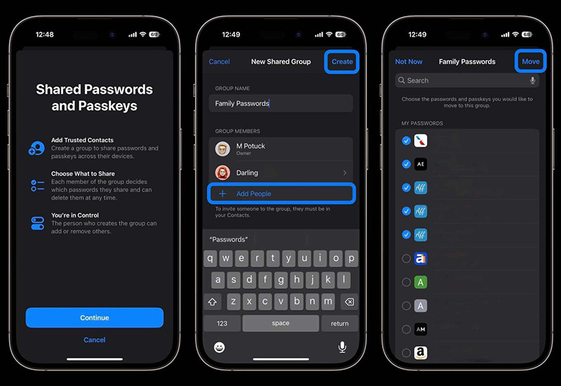 Các bước để thêm người vào nhóm mật khẩu dùng chung