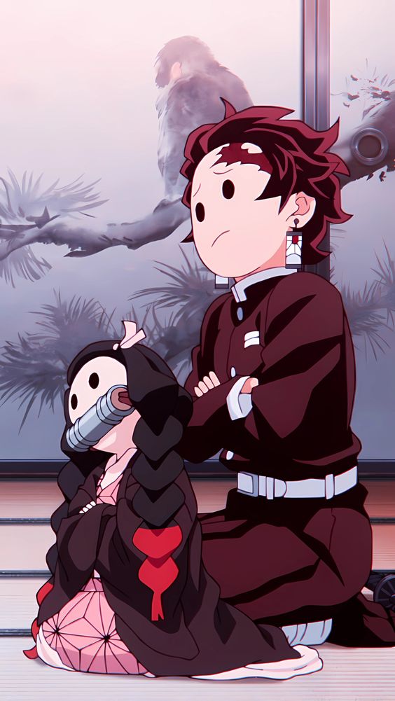 Hình nền iPhone 15 với 2 nhân vật anime đáng yêu