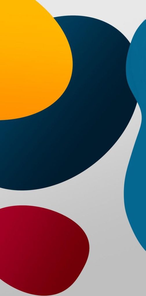 Hình nền iOS 15 với giao diện là các hình khối đa sắc uốn lượn