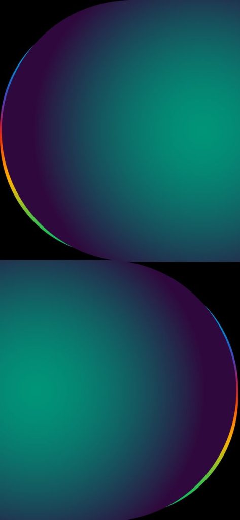 Hình nền chủ đề trên iOS 17 với thiết kế 2 nửa hình tròn ngược