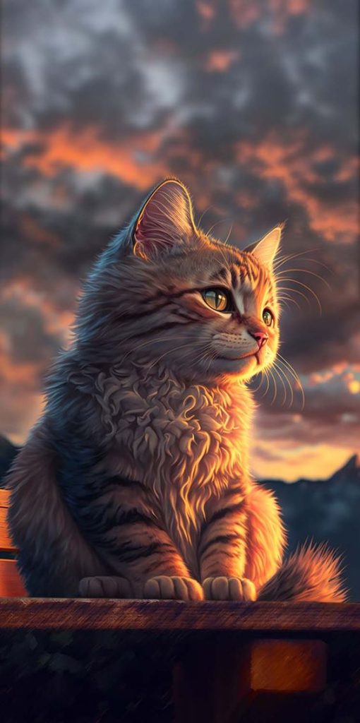 Hình ảnh chú mèo dưới ánh hoàng hôn đẹp lung linh
