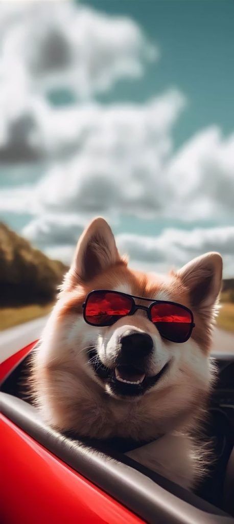 Hình nền chú chó đeo kính đen cool ngầu vô cùng đáng yêu