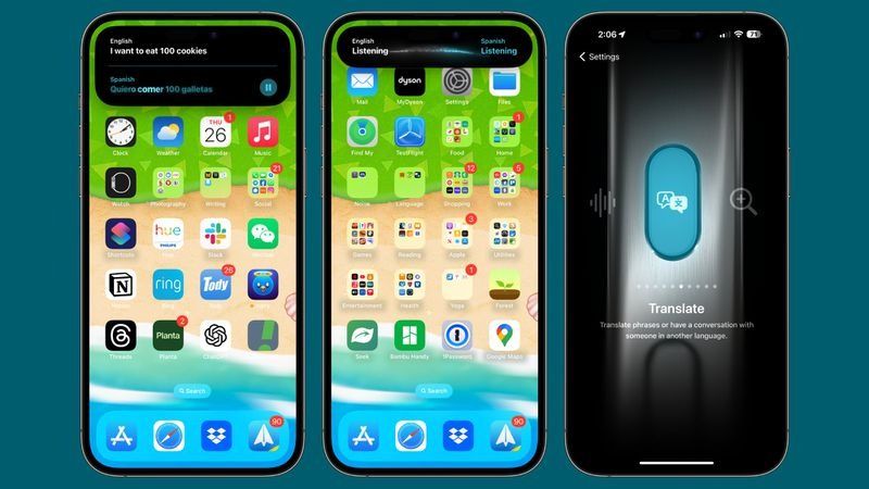 iOS 17.2 Beta Thêm tùy chọn dịch cho nút hành động