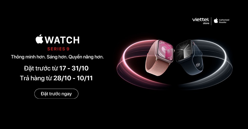Đặt trước Apple Watch series 9 và Apple Watch Ultra 2 giảm đến 1.300.000đ, trả góp 0%