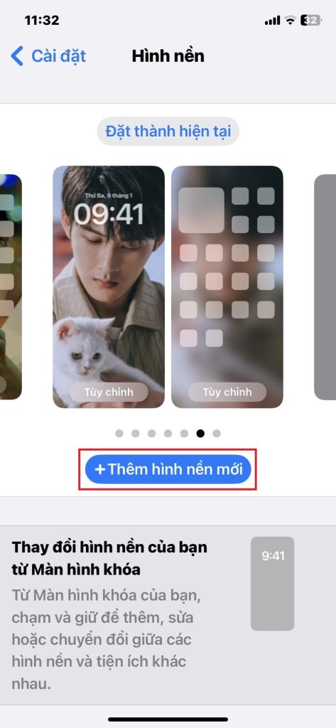 Sau đó chọn mục Thêm hình nền mới
