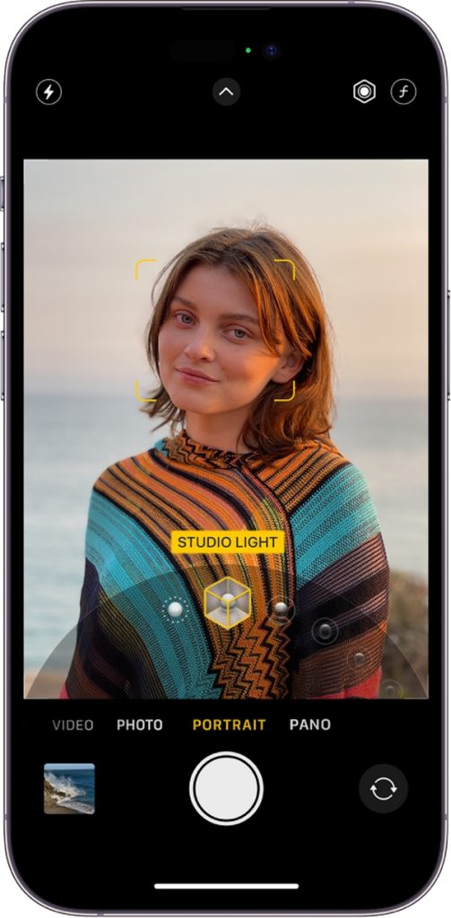 Chọn chế độ chân dung để điều chỉnh hiệu ứng ánh sáng