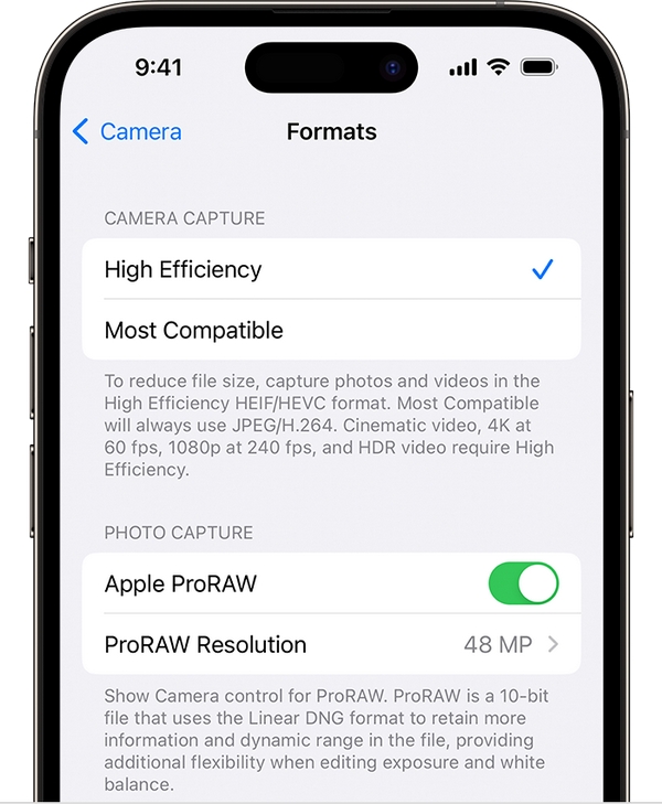 Lựa chọn Apple ProRAW để có những bức ảnh chất lượng hơn