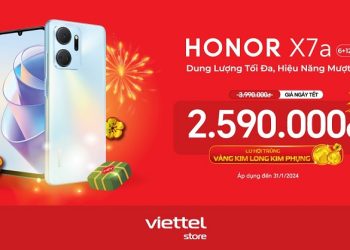 HONOR X7a cập nhật giá mới, giảm đến 1.400.000 đồng cùng cơ hội trúng vàng Kim Long, Kim Phụng