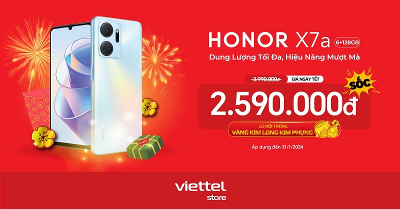 HONOR X7a cập nhật giá mới, giảm đến 1.400.000 đồng cùng cơ hội trúng vàng Kim Long, Kim Phụng