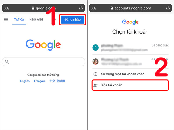 Màn hình Google trên iPhone hiển thị tùy chọn Đăng nhập sau khi đã đăng xuất
