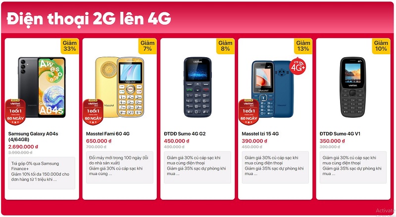 Điện thoại 2G lên 4G giá siêu rẻ tại Viettel Store – Chốt đơn ngay kẻo hết