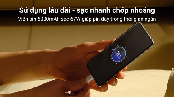 Kéo dài thời lượng sử dụng cùng viên pin 5000mAh và sạc nhanh 67W.