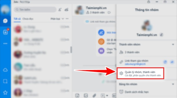 Mục Quản lý nhóm, thành viên.
