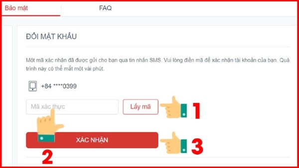  Nhập Mã Xác Thực vào ô Mã Xác Thực.
