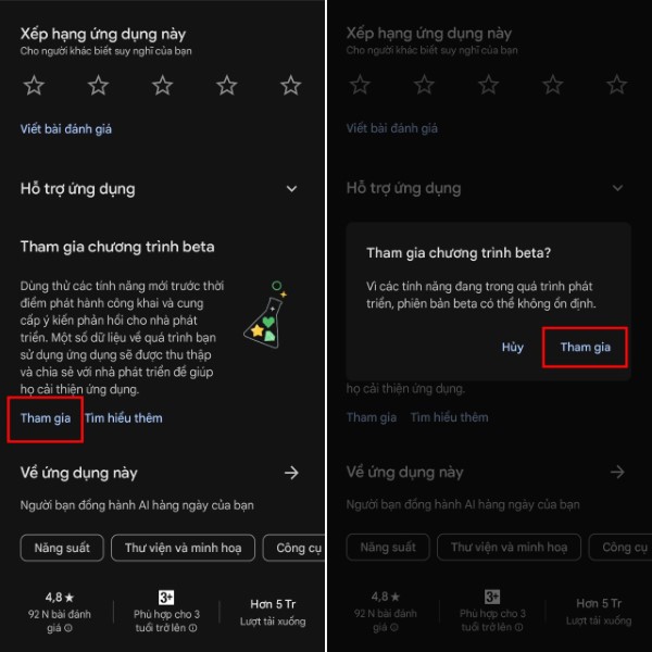 Chọn vào Join the beta.