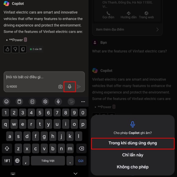 Cho phép Copilot ghi âm.