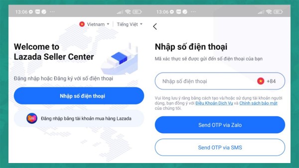 Gửi OTP xác nhận.