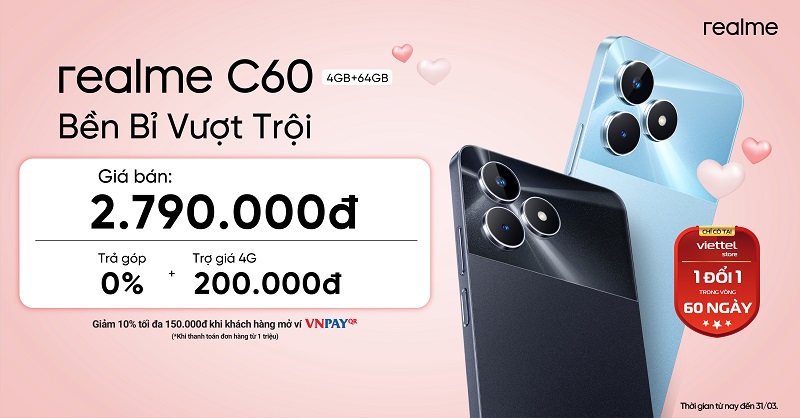 Viettel Store mở bán realme C60 giá chỉ 2.790.000đ